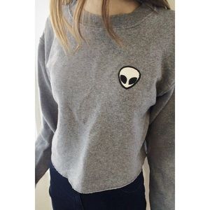 Alien Patch Cropped Sweatshirt
